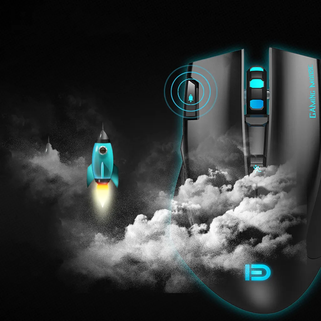 Беспроводная игровая мышь с шестицветным светильник дышащие 2 4G 3000 dpi USB