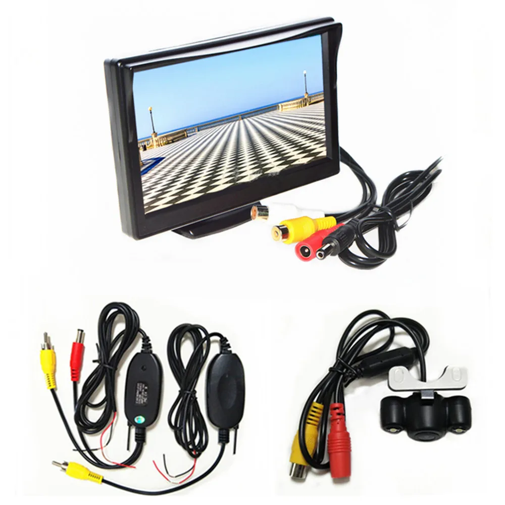 " TFT lcd HD800* 480 автомобильный монитор заднего вида с 2 видеовходами, Проводная или беспроводная камера заднего вида(опционально - Цвет: With CAM wireless03
