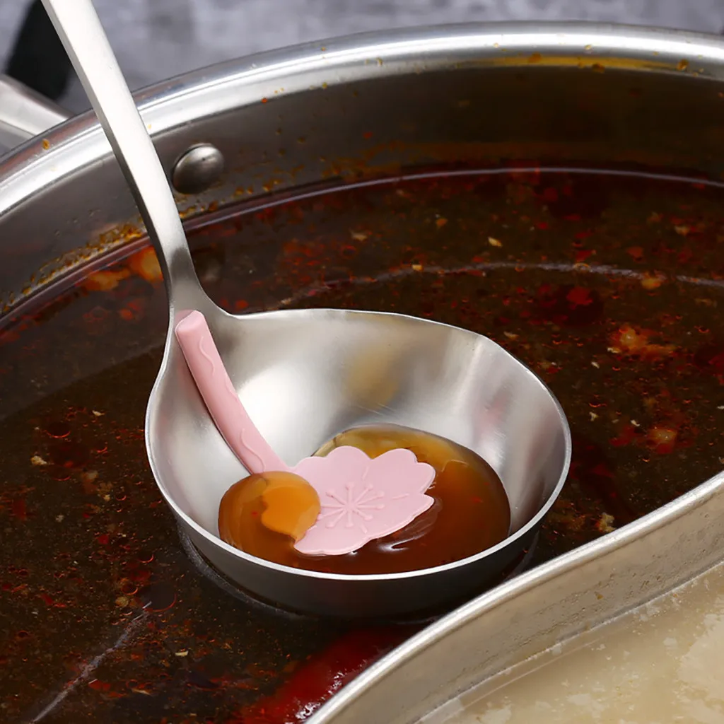 Funny Sakura Stainless Steel Colander Soup Ladle Oil Filter Long Handle Shovel Scoop Spoon Gadgets Kitchen Accessories | Дом и сад