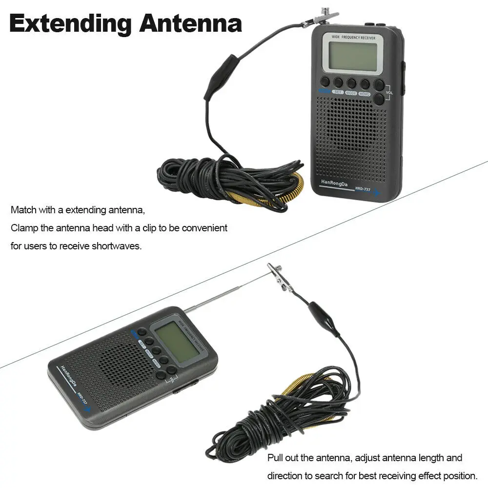 Портативный Полнодиапазонный радиоприемник с ЖК-дисплеем FM/AM/SW/ CB/Air/VHF |