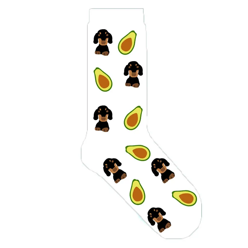 dachshund socks Носки авокадо с бультерьером Бигль такса далматинские границы колли Ротвейлер милые женские носки с собакой 50 пар/лот - Цвет: dachshund socks