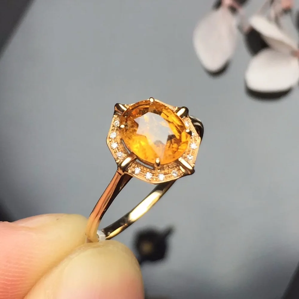 Ювелирные изделия из настоящего золота 18K G18K AU750 100% натуральный желтый Спессартин