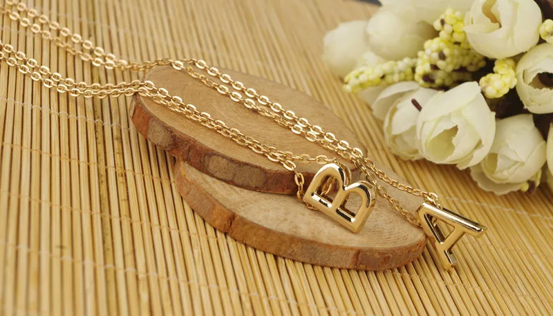 A-Z письмо Цепочки и ожерелья для женщины/человек золотой цвет инициалы имя