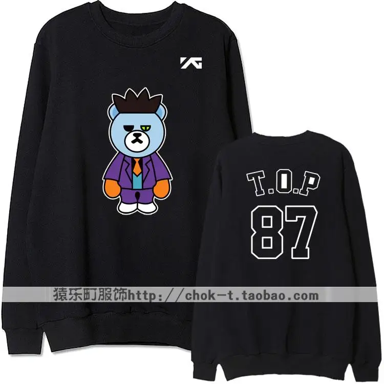 Fashion kpop bigbang bae little bear/member name printing hoodie vips supportive pullover sweatshirt for spring | Женская одежда
