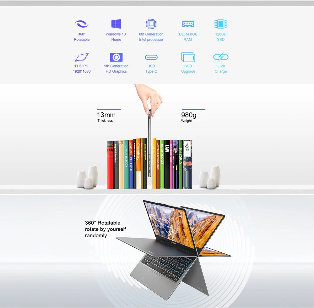 Teclast F5R 360 Вращающийся ноутбук Intel Celeron N4100 8 ГБ Оперативная память+ 128 ГБ SSD windows10 Wi-Fi 1920*1080 FHD Дисплей 11," Тетрадь PC