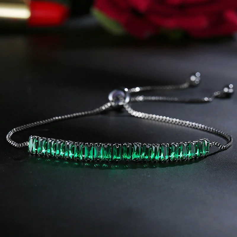 CARSINEL Brand Silver color Bracelets &amp Bangles for Women Colorful Cubic Zirconia chain Bracelet femme Wedding Jewelry BR0253 | Украшения