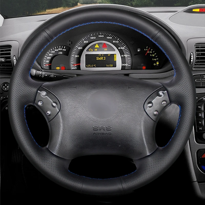 Сшитая вручную Черная мягкая искусственная кожа для Mercedes Benz W203 C-Class 2001-2007 |