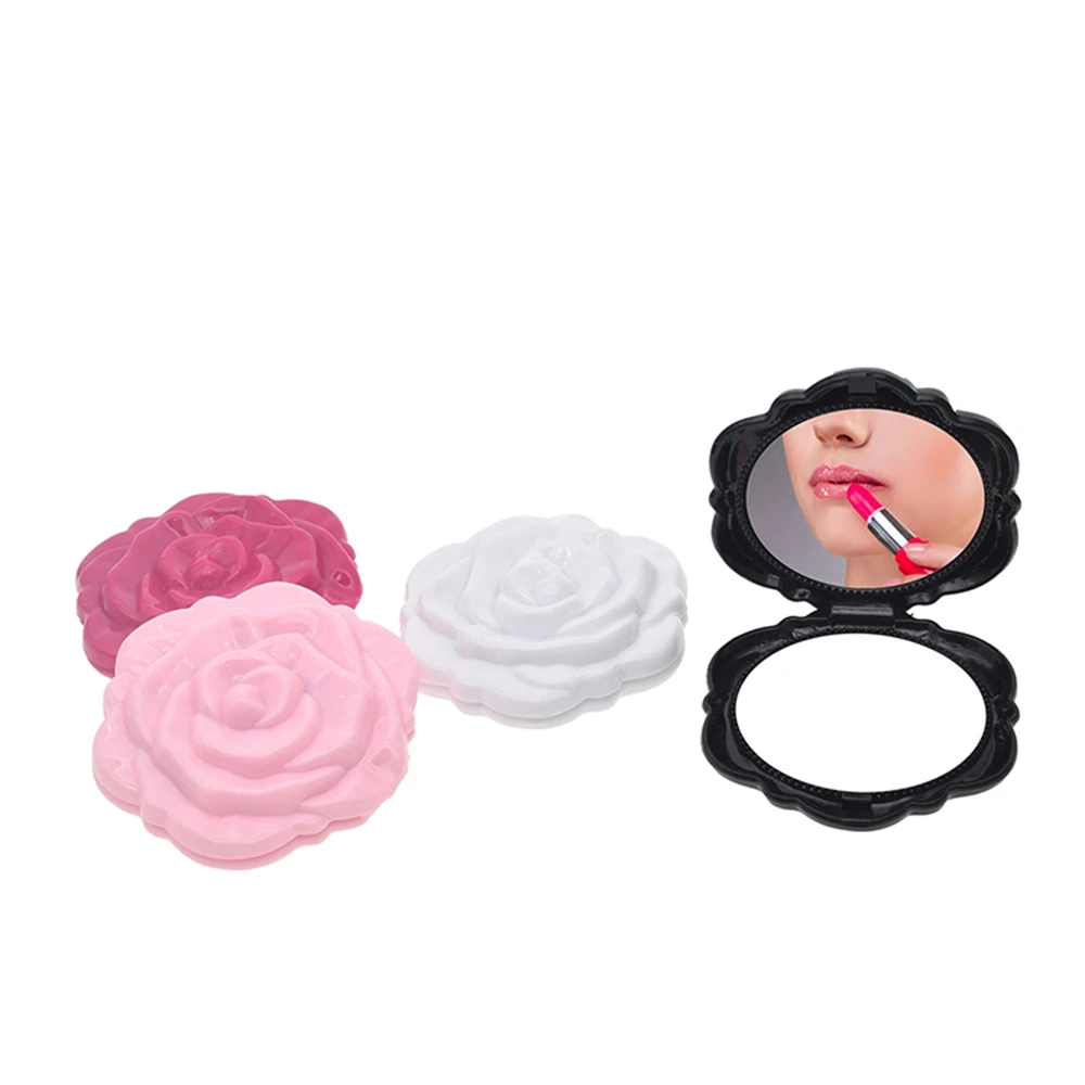 Dolovemk Mini Round Rose Mirror Folding Portable Pocket Double Side Cosmetic |
