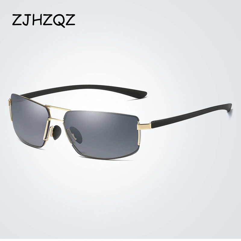 Gold W Black ZJHZQZ, солнцезащитные очки без оправы, мужские,, высокое качество, квадратные, без оправы, солнцезащитные очки для женщин, фирменный дизайн, очки, линзы - Цвет линз: Gold W Black