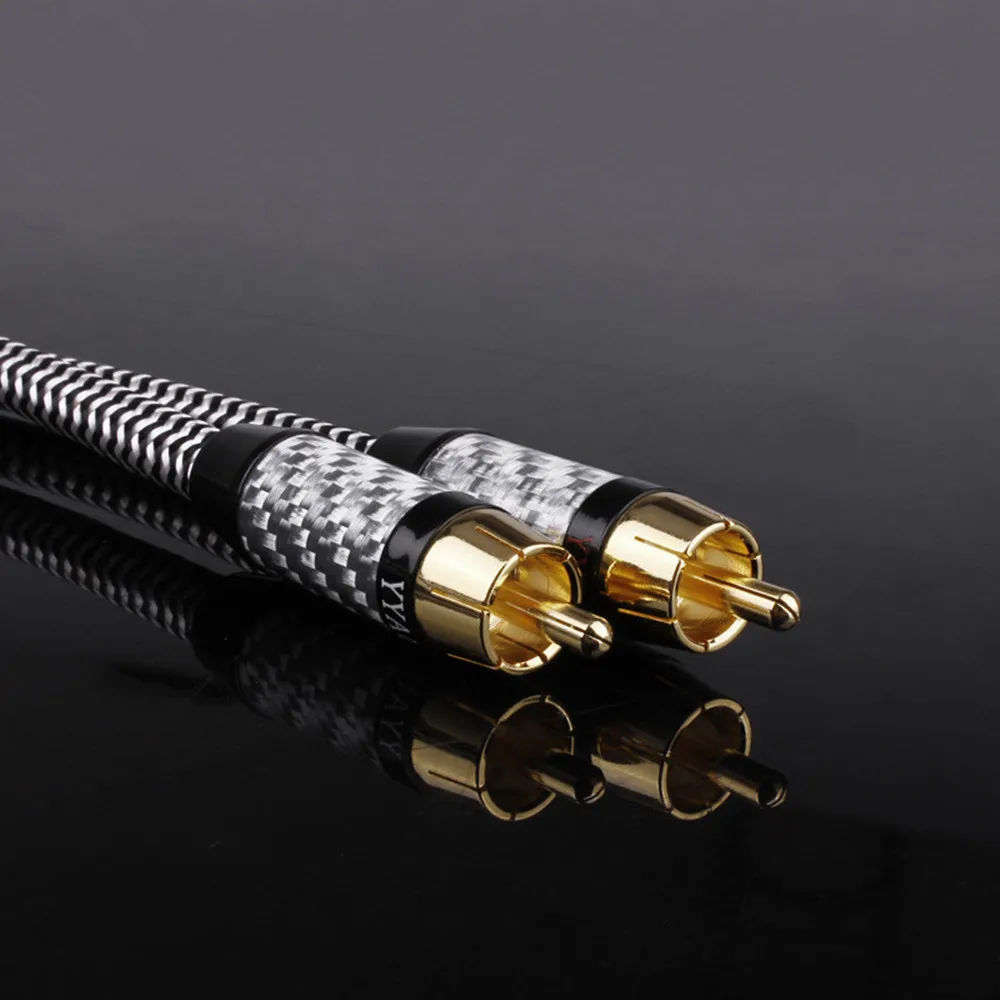 1 комплект аудиокабеля RCA-RCA переходник штырь-штырь линейный подключенный