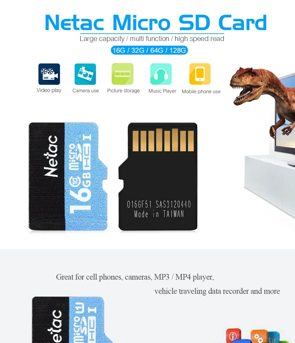 Netac Micro SD карта класс 10 16 ГБ 32 ГБ 64 Гб 128 ГБ UHS-I флэш-карта памяти Microsd карта для смартфонов камера MP3 плеер