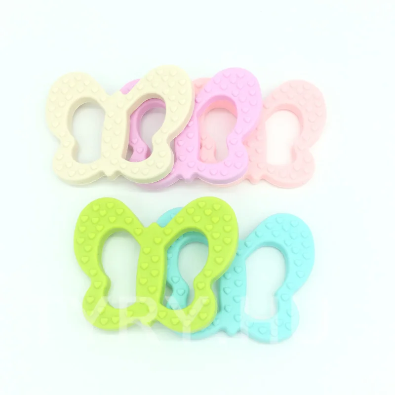 any 2 to 5 color mix Силиконовая Бабочка Прорезыватель для зубов жевательные силиконовые бусины подвеска безопасный, не содержит бфа и Natual(5 шт) Уход ожерелье аксессуары для прорезывания зубов - Окраска металла: any 2 to 5 color mix