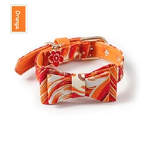 HE 1pc Pet Cat Изысканный многоцветный PU дизайн регулируемый галстук-бабочка, Бант декоративный ошейник галстук для щенка котенка - Цвет: Orange