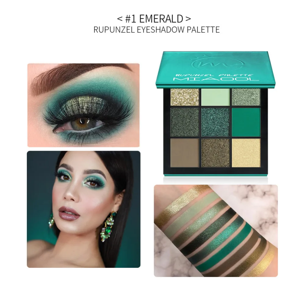 MIAOOL Mini Diamond Eyeshadow Palette 9 Colors Beauty Precious Stone Press Box Makeup Eye Shadow Obsessions Focullar |