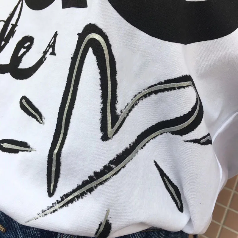 Высококачественная женская футболка с буквенным принтом в виде сердца короткий