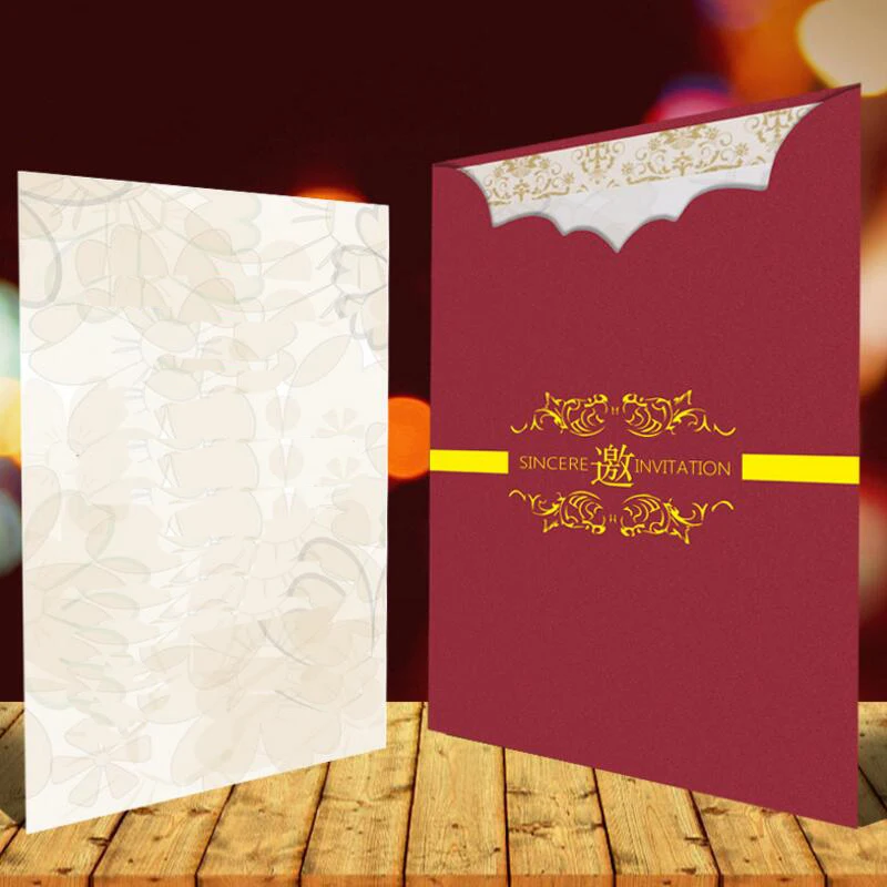 10pcs/lot Bronzing Vertical Paper Card Business Opening Invitations Wedding Birthday Party Invitation Cards |