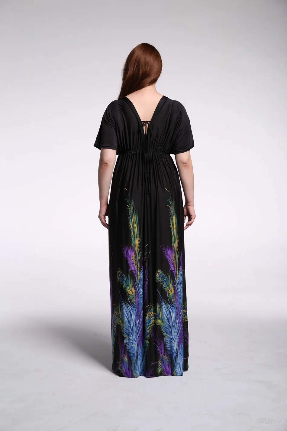 Женское платье туника длинное пляжное большого размера 6XL 7XL с принтом в стиле