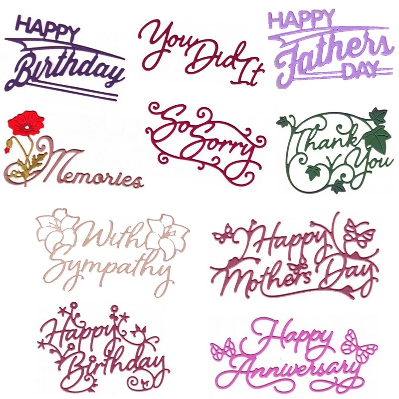 

You Did It Memories So Sorry With Sympathy Happy Birthday Phrases Metal Cutting Dies for DIY Scrapbooking Cards Crafts 2019 New