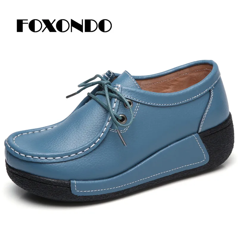 FOXONDO/2018 г. осенние женские кроссовки на платформе женская обувь из натуральной