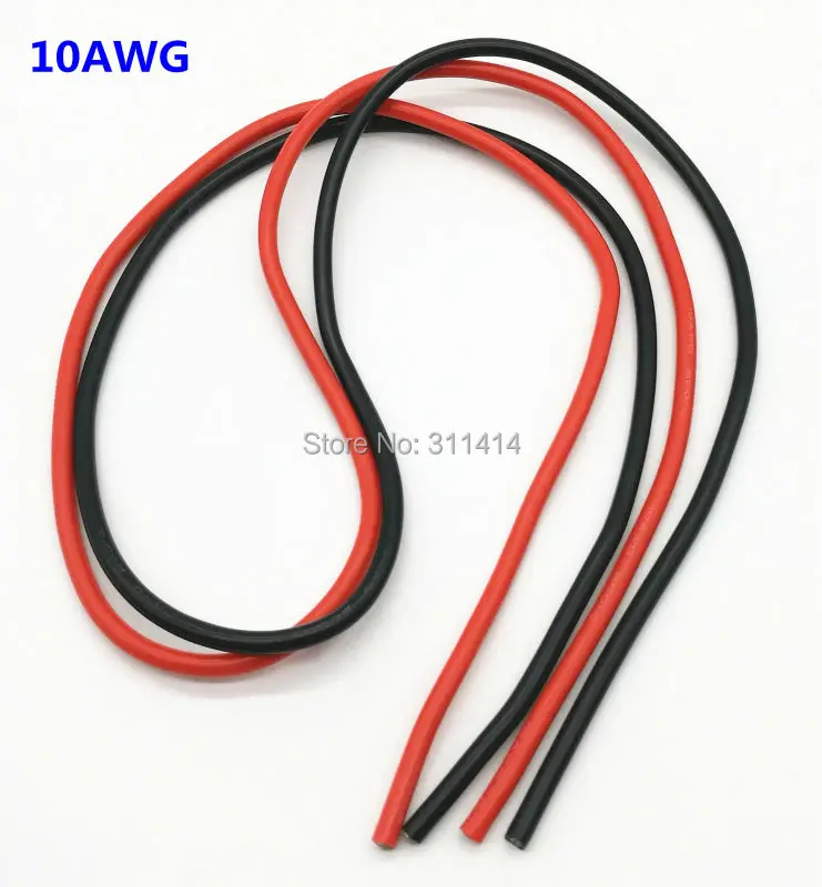 1 метр красный + Черный 10 #10 AWG 10AWG термостойкий мягкий силиконовый силикагель