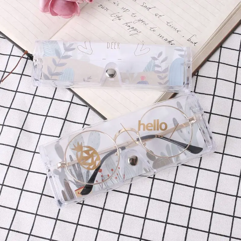 Transparent Reading Glasses Box Cartoon Plastic Eyeglasses Case Storage Protective Portable Random delivery S/L | Аксессуары для