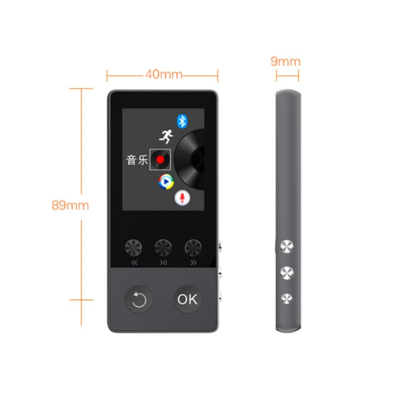 HiFi металлический MP4 плеер с Bluetooth 8 ГБ 2 0 дюймовый экран 80 часов поддержка 64 SD карта