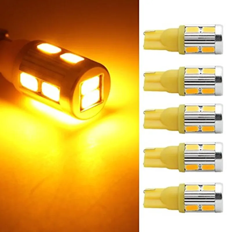 4 шт Янтарный 10 5730 SMD супер яркий 168 2825 W5W 194 светодиодный лампы для крыши кабины бег