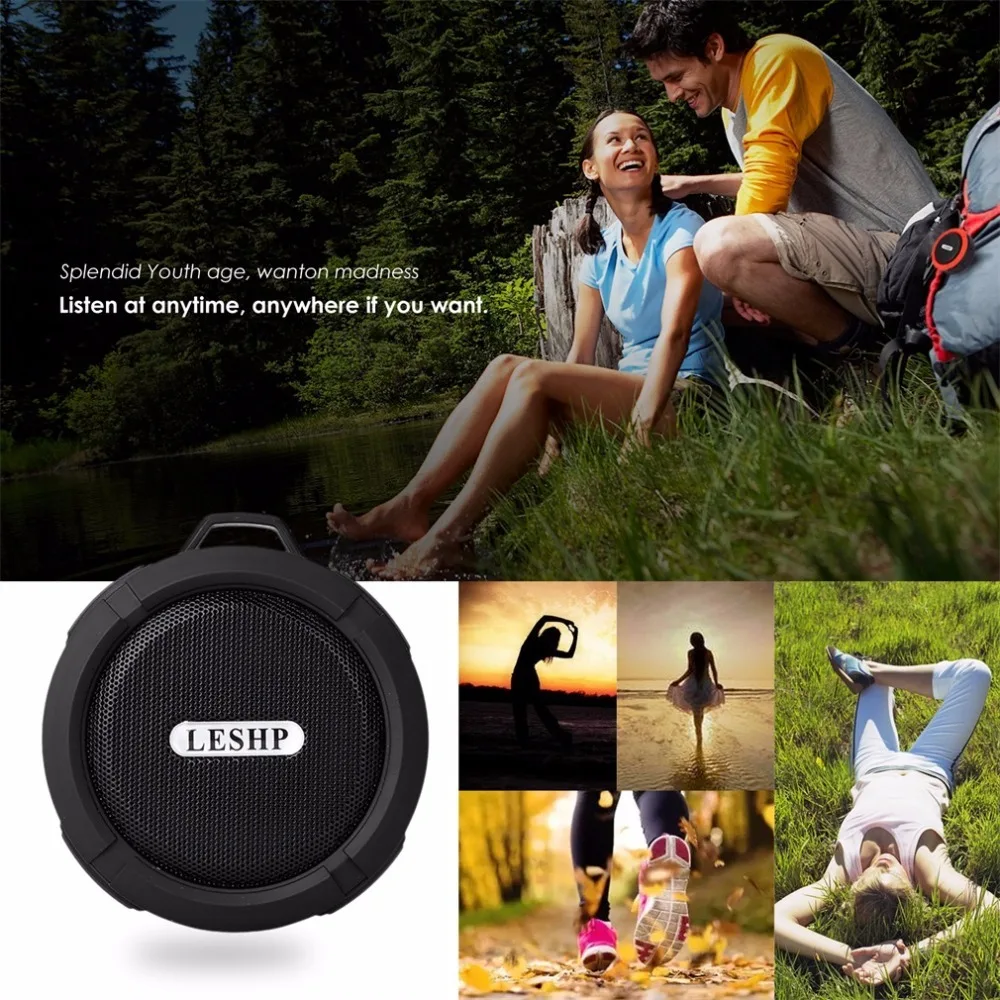 Беспроводной bluetooth-динамик LESHP с громкой связью и присоской водонепроницаемый