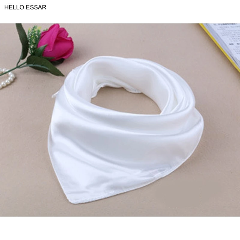 Фото Four seasons new Solid Color Women Silk Scarf Fashion Airline stewardess Occupation 60X60cm small Kerchief Party Gift F1044 №2