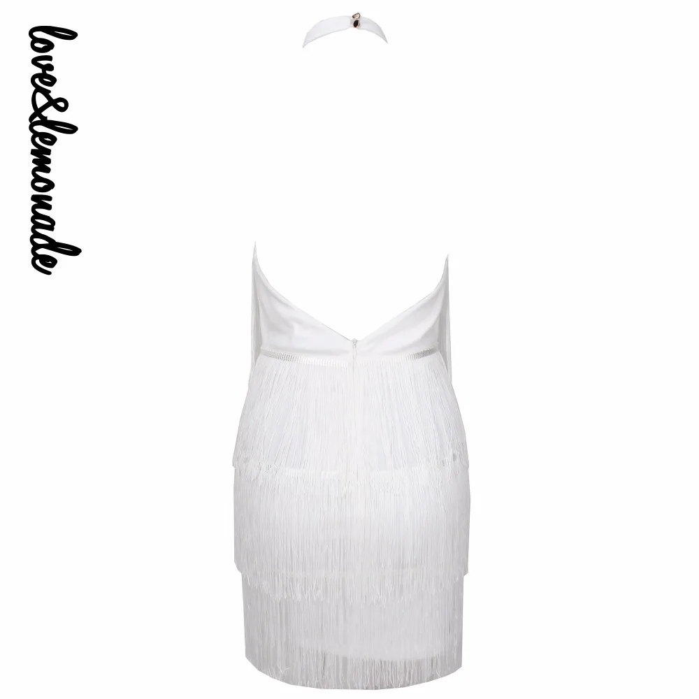 Любовь и лимонад. Белый вырезами слоистых с бахромой сзади Вечерние Платье LM0156 |