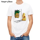 Новейшая забавная Футболка с принтом ананаса и пиццы, модная мультяшная футболка yummy food, летняя мужская необычная крутая футболка, топы