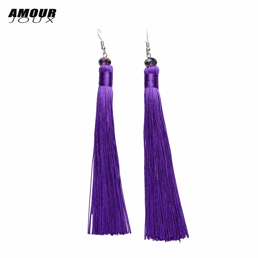 AMOURJOUX Ethnic 13.5cm Very Long Tassels Vintage Dangling Earrings For Women Female Drop Earring | Украшения и аксессуары
