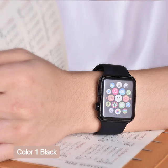 Apple Watch Красочный мягкий силиконовый спортивный пояс серии 4 3 2 1 38 мм 42 мм iWatch 40 мм резиновый ремень браслет с 44 мм серии 4 - Цвет ремешка: 1 black