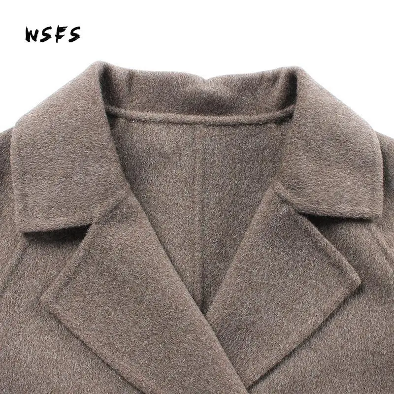 Зимнее пальто коричневое серое бежевое с длинным рукавом 100% овчина 2018|woolen