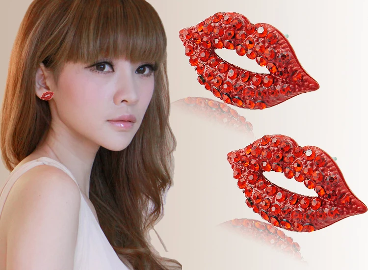 Новые высококачественные модные серьги красные стразы женские гвоздики подарок