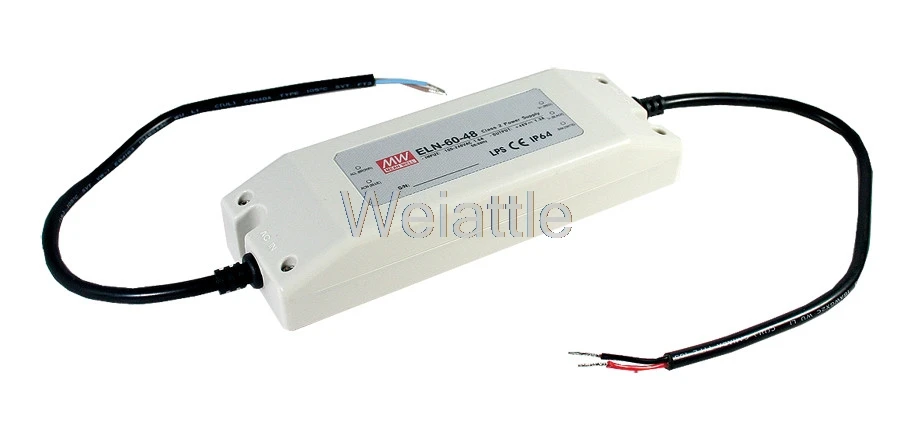 

MEAN WELL original ELN-60-48 48V 1.3A 62.5W Waterproof IP64 Single Output LED Driver Power Supply Voltage Dimming PMW Dimming