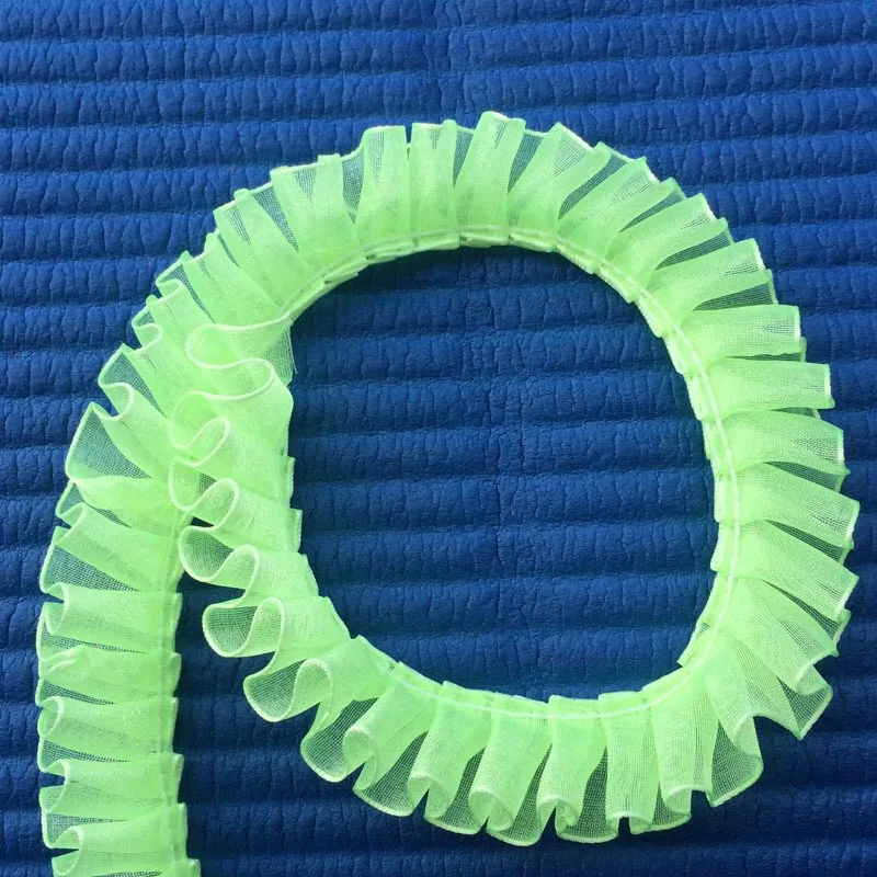 1 ярд ручная работа очень милый кружевной шнур из тюля с рюшами шифон веревка для