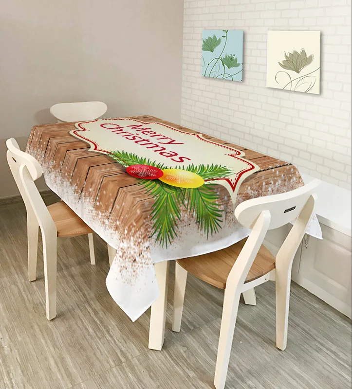 Новогодняя, Рождественская 3D скатерть для кухни, обеденного стола, украшения для дома, прямоугольные вечерние скатерти, рождественские украшения