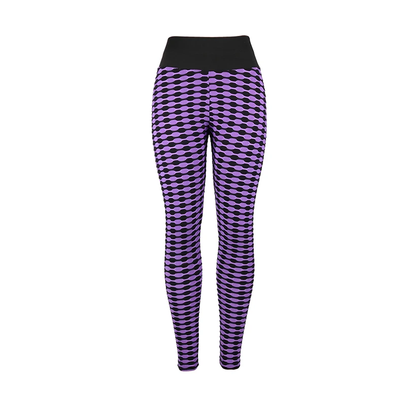 Purple Gym Leggings 3D жаккардовые леггинсы с высокой талией, леггинсы с эффектом пуш-ап, спортивные женские штаны для фитнеса, бега, энергетические леггинсы для девочек, для тренажерного зала, Deportivas Mujer, тонкие - Цвет: Purple Gym Leggings