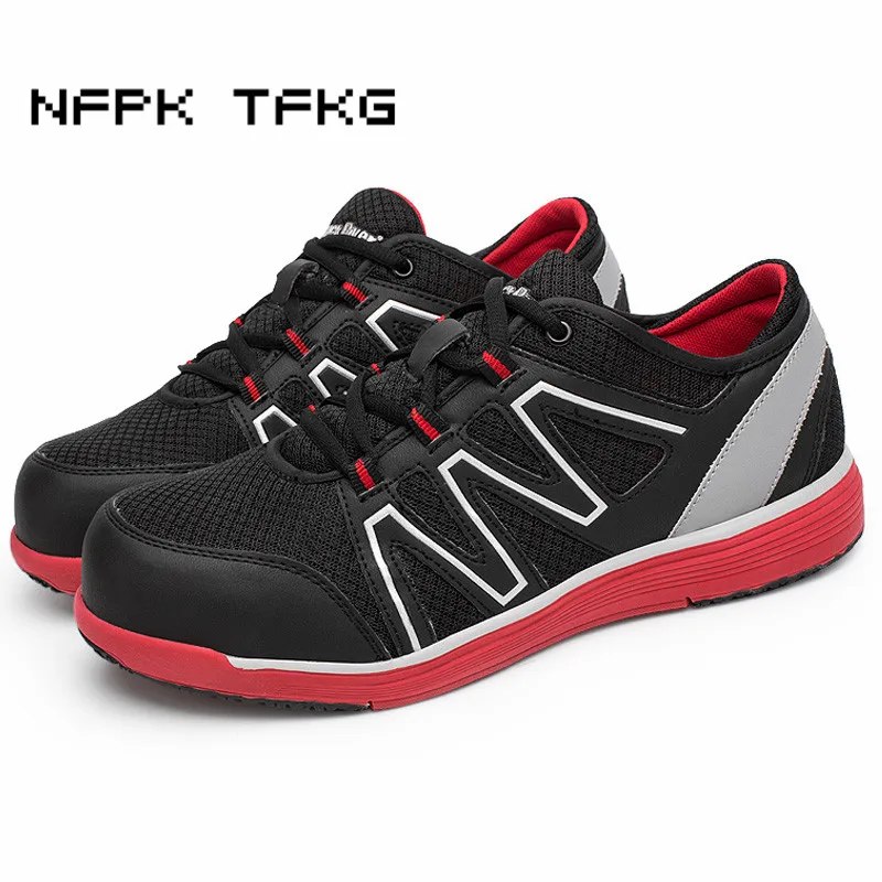 

very light men's casual comfort steel toe covers working safety summer shoes flats platform building site worker security boots