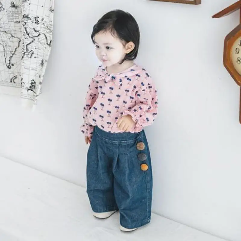 Для Девочек прямые брюки 2018 осень в Корейском стиле боковой край волосы мяч