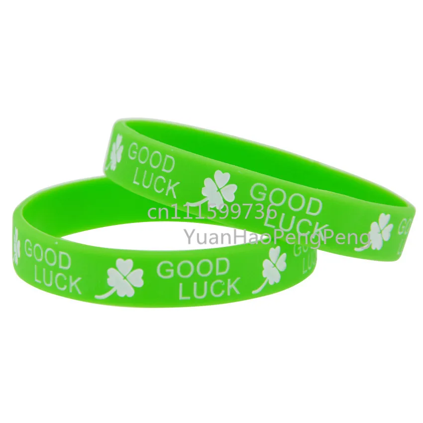 50pcs/Lot Good Luck with Clover Leaf Silicone Debossed Filled in Colour Wristband Bracelet | Украшения и аксессуары