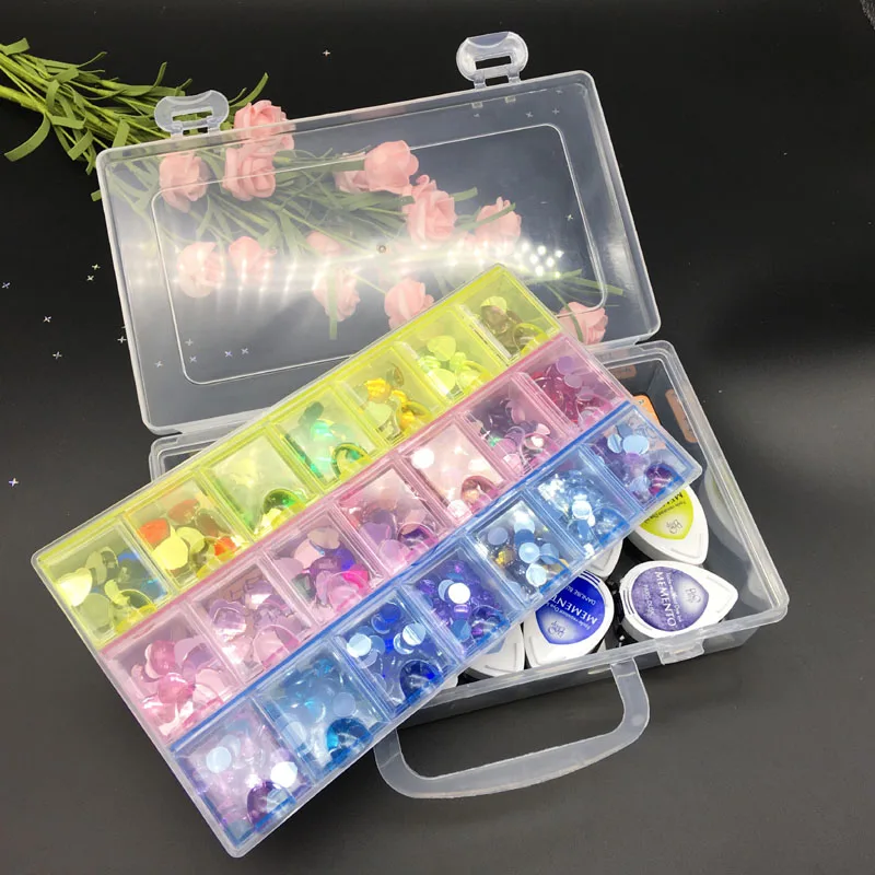 Ящик для хранения 21 сотовый органайзер ювелирных изделий коробка ногтей сундук