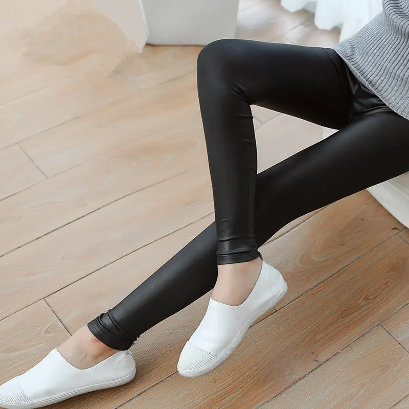 Весенние женские леггинсы из искусственной кожи высокого качества тонкие брюки