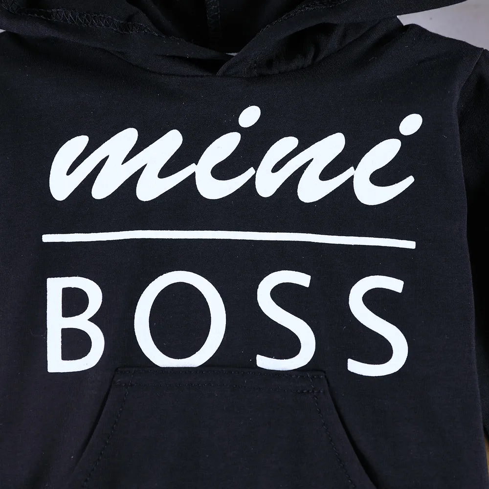 Одежда для маленьких мальчиков топы с капюшоном и надписью Mini Boss новорожденных
