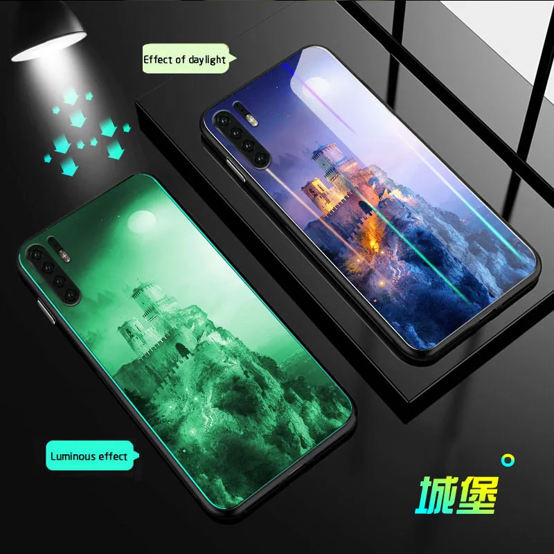 Роскошный чехол в виде светящегося стекла для huawei P30 mate 20 P20 Pro Nova 5 3i 3 маскирующие солнечные очки с цветными задняя крышка для Honor 20 9X pro 10 8C 8X чехол