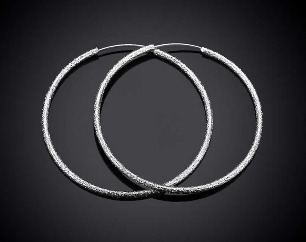 Бесплатная доставка 50 мм изысканные матовые большие серьги из серебра 925 пробы