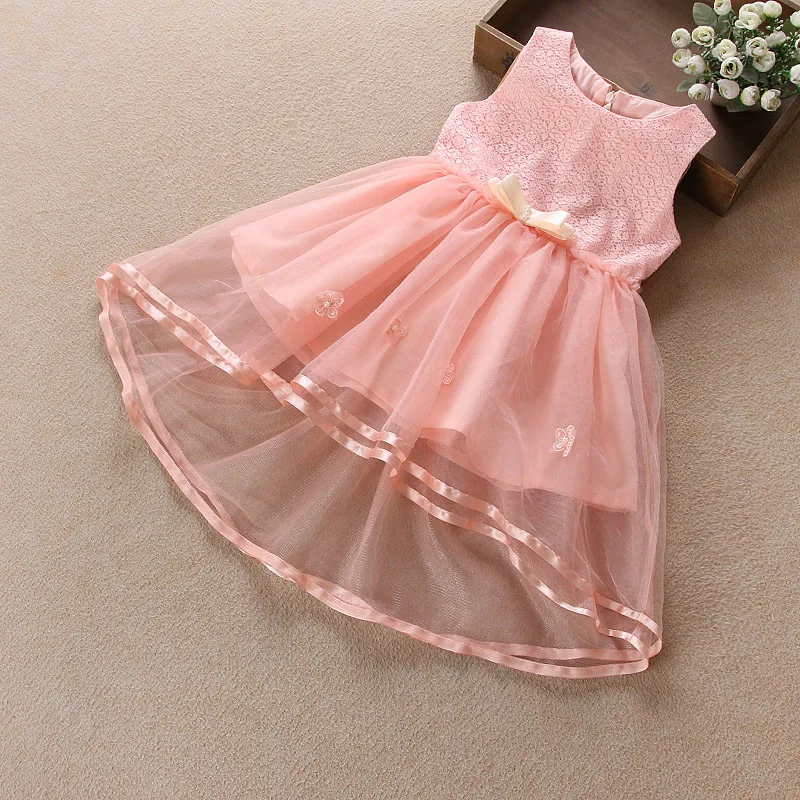 2016 Лето Girsl Летом Сетки Платье Сладкая Принцесса Слоистых Платья Без Рукавов