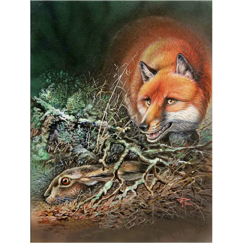 

5D Full Diamond Painting rhinestones Pictures Cross Stitch Needlework Mosaic square Diamond Embroidery animal fox oil painting