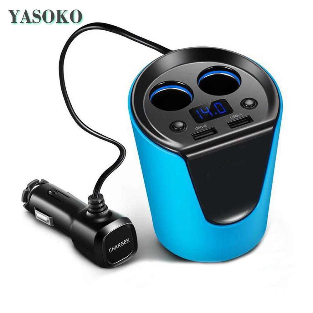 Многофункциональный Dual USB Автомобильное зарядное устройство DC 5 В/3.1A чашки разъем
